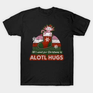 Axolotl All I want for Christmas is Alotl Hugs T-Shirt